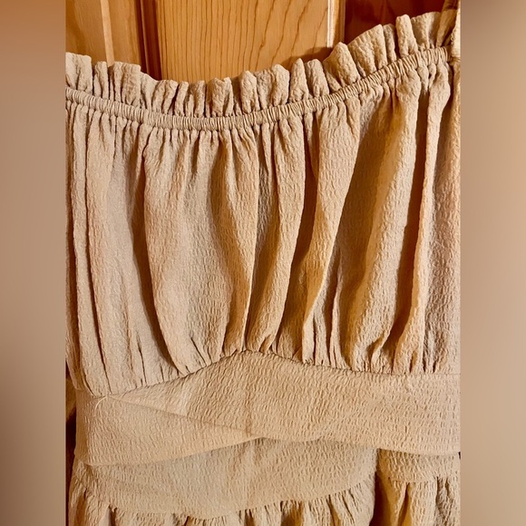 SHEIN Cream Boho Cottagecore Tie Back Dress Long Sleeve Romantic Flowy Skirt XS - Picture 4 of 10